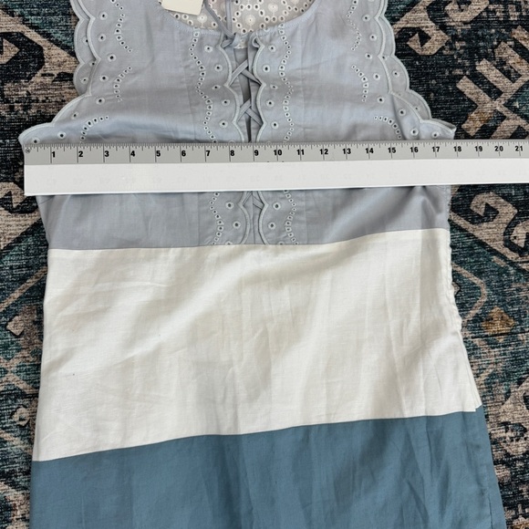 NEW See by Chloe Dress Size 6 Color-block Style with Eyelet Detail Blue White - Picture 8 of 10
